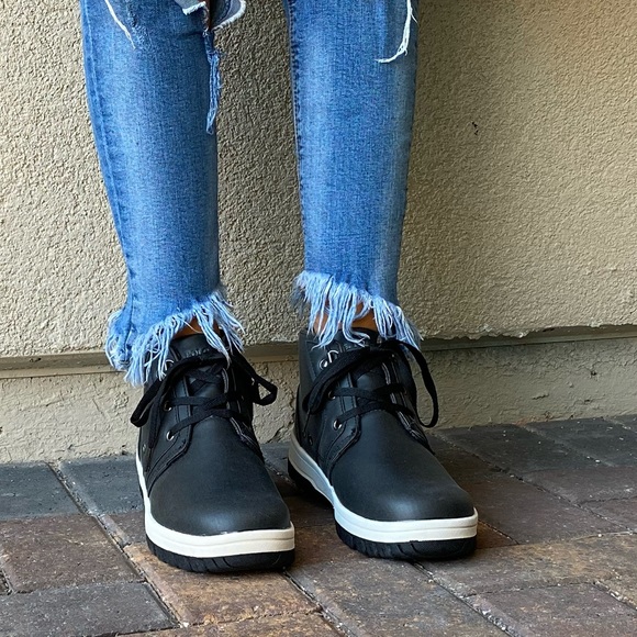 Black Lace Up Style Chukka Ankle Sneaker Boots - Picture 8 of 14